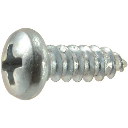 Thread Cutting Screw, #8 X 1/2 In, Zinc Plated Pan Head Phillips Drive